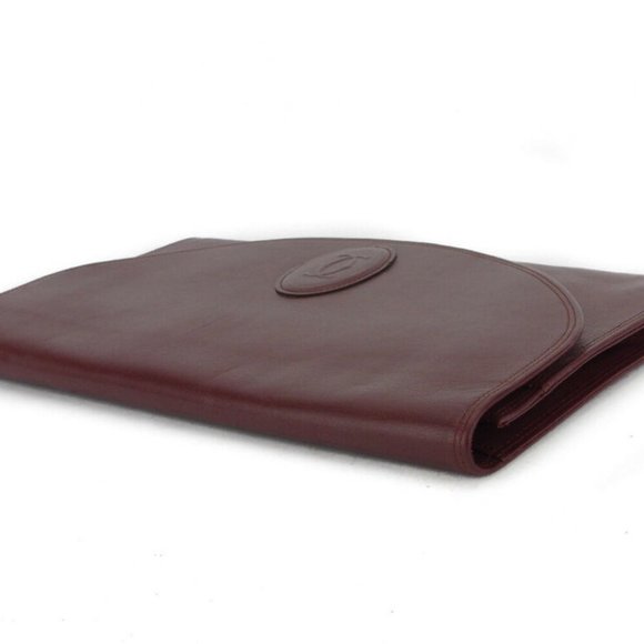 Authentic  used Cartier clutch bag mast line Bordeaux leather - Picture 3 of 8